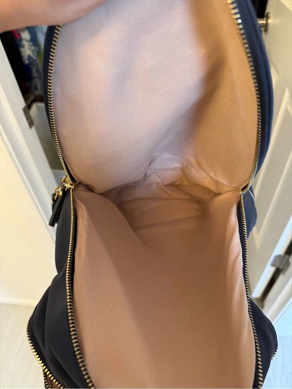 Unbranded Navy MK Logo Backpack with Gold-Tone Accents
